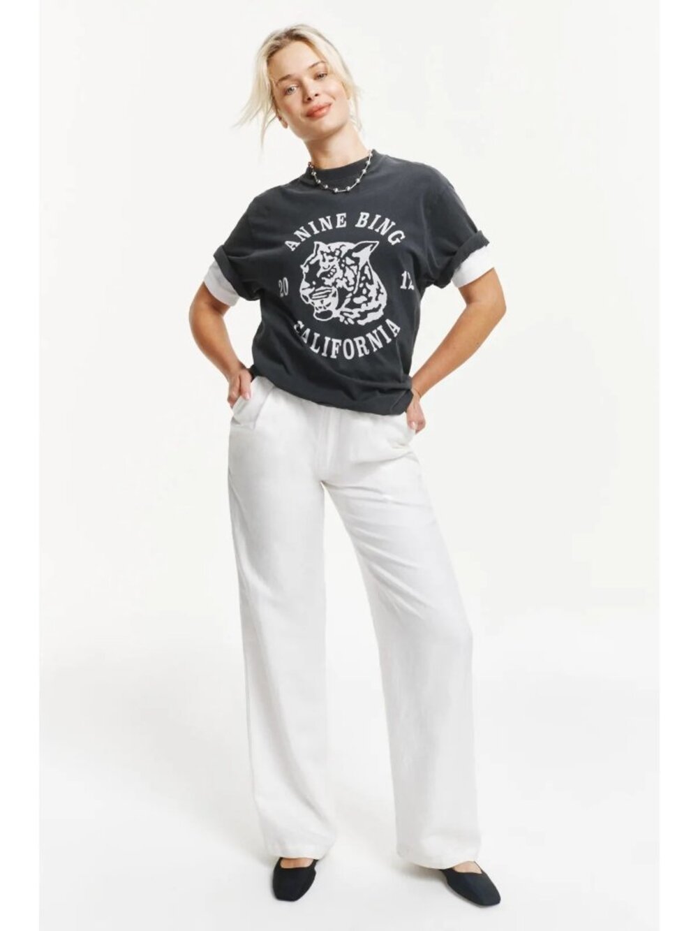 N-4. Anine Bing Leopard Collegiate Logo Tee Small